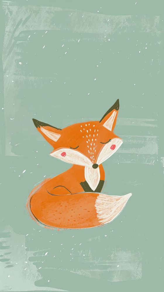 Cute fox illustration animal wildlife painting.