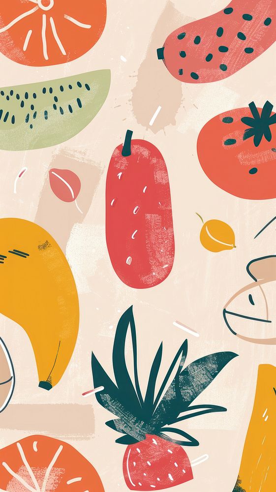 Cute fruit illustration backgrounds plant food.
