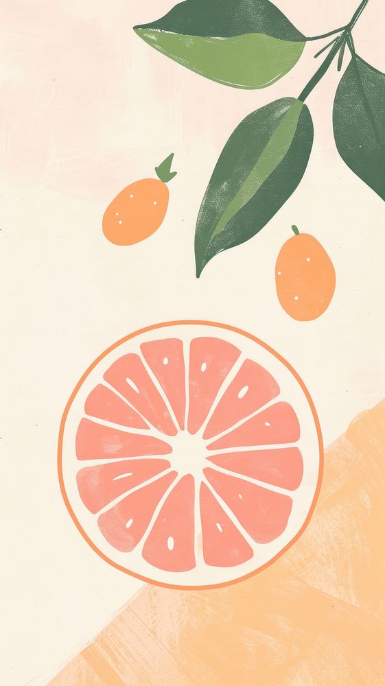 Cute grapefruit illustration plant food antioxidant.
