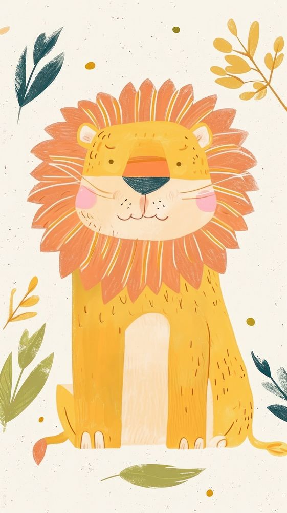 Cute lion illustration cartoon drawing mammal.