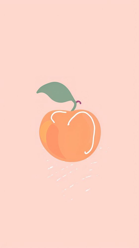 Cute peach illustration apricot fruit plant.