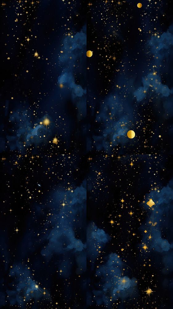  Golden stars in starry blue night sky backgrounds astronomy universe. AI generated Image by rawpixel.