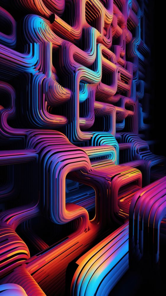  Illusion abstract wallpaper purple light neon. AI generated Image by rawpixel.