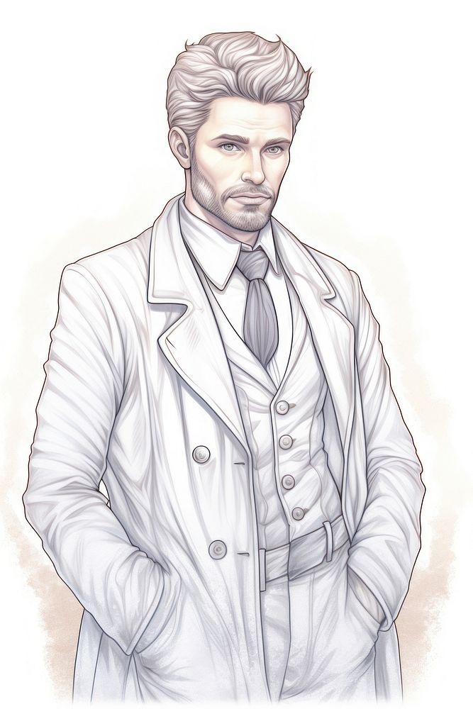 Modern doctor Alphonse Mucha style drawing sketch adult.