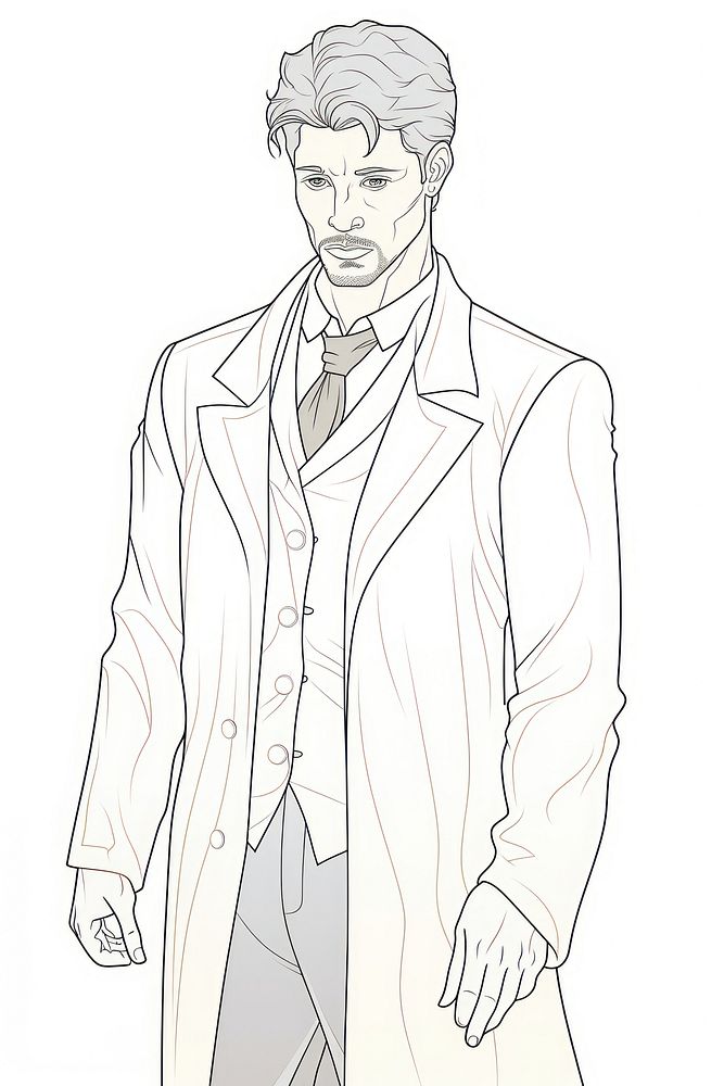Modern doctor Alphonse Mucha style drawing sketch adult.