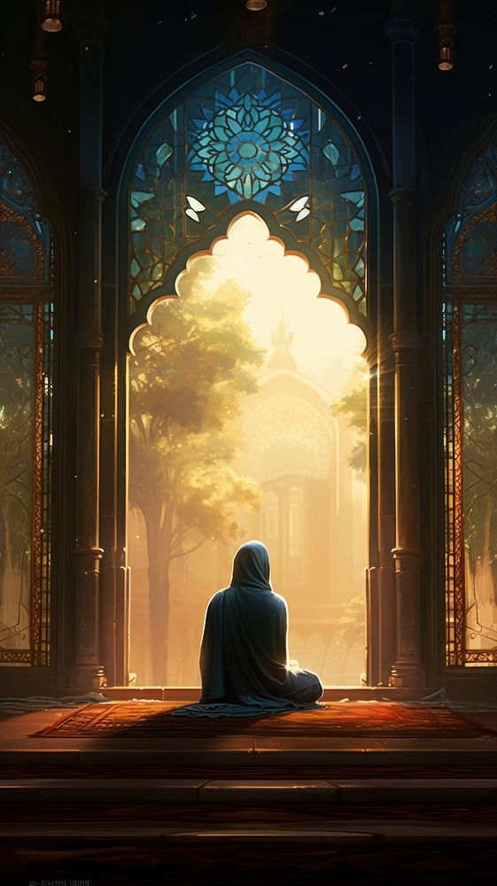  Joyful and serene muslim praying adult contemplation spirituality. AI generated Image by rawpixel.