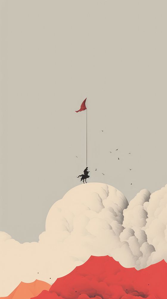 Minimal simple mythology outdoors parachute cartoon.
