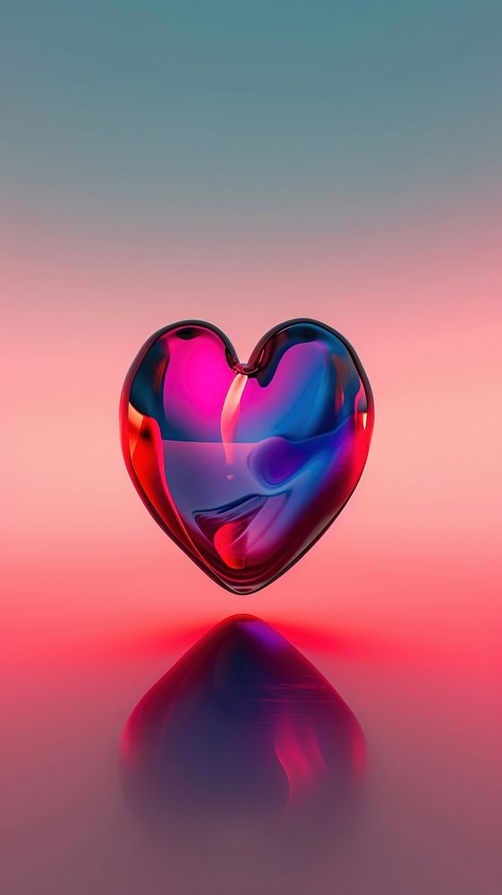Heart shape reflection glowing.