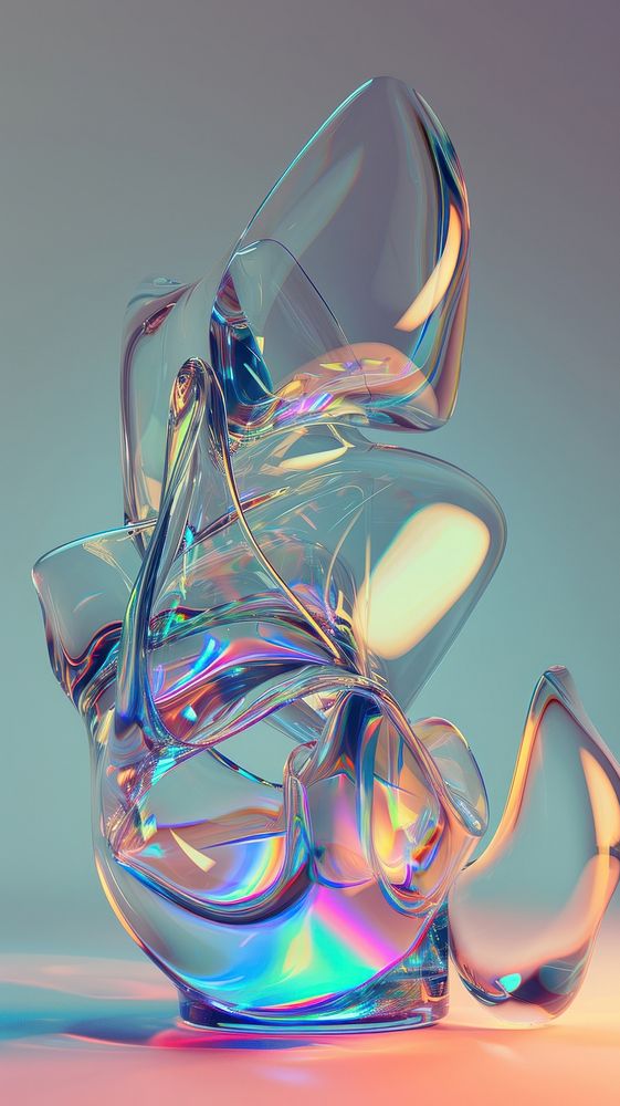 Transparent sculpture glass graphics art.