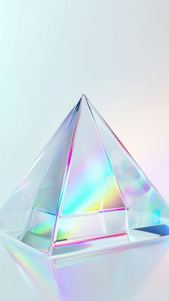 Triangle crystal pyramid shape.