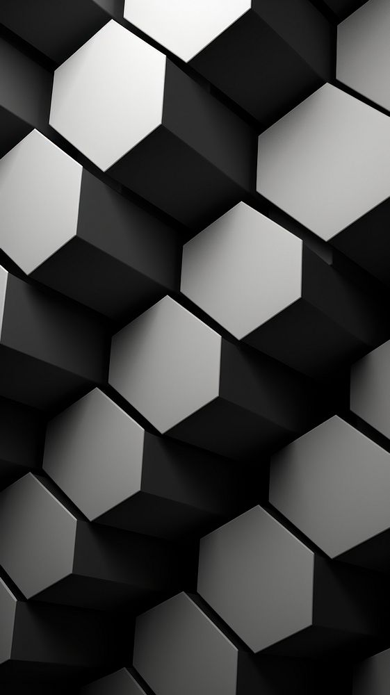  Abstract hexagon pattern monochrome black backgrounds. AI generated Image by rawpixel.