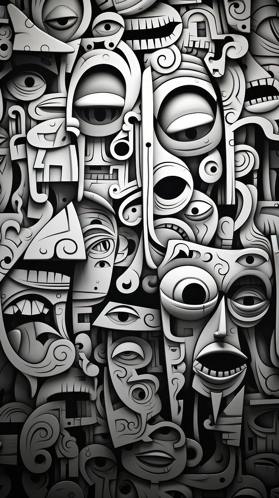  Messy human faces monochrome drawing sketch. AI generated Image by rawpixel.