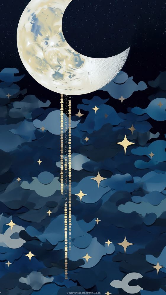  Moon blue night sky astronomy outdoors nature. AI generated Image by rawpixel.