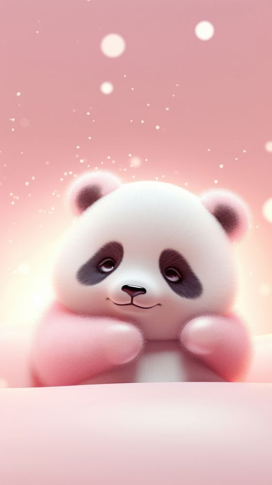 Cute panda baby dreamy wallpaper cartoon toy representation.