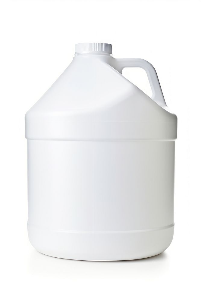 White plastic gallon bottle white background container.