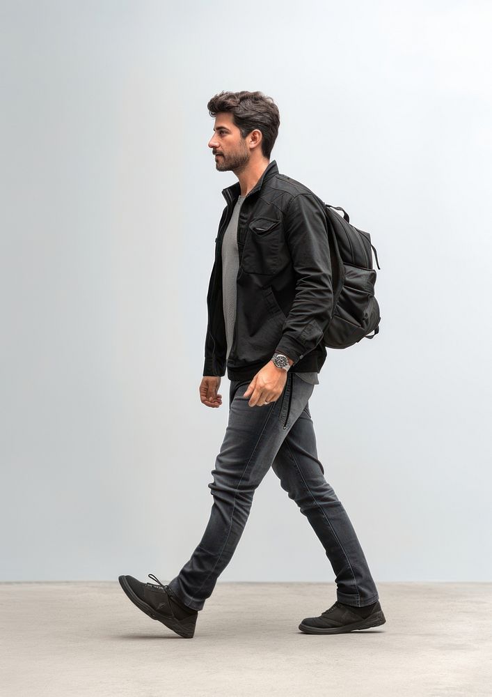 A camera man shooting a photo walking footwear backpack. AI generated Image by rawpixel.