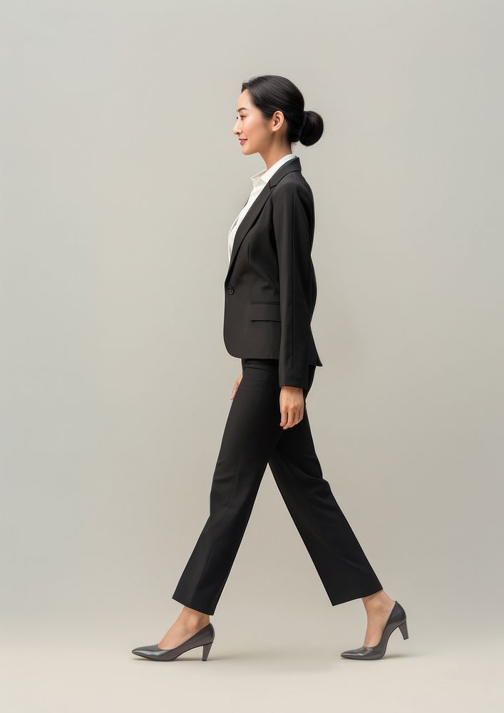 A chinese businesswoman walking footwear person. AI generated Image by rawpixel.