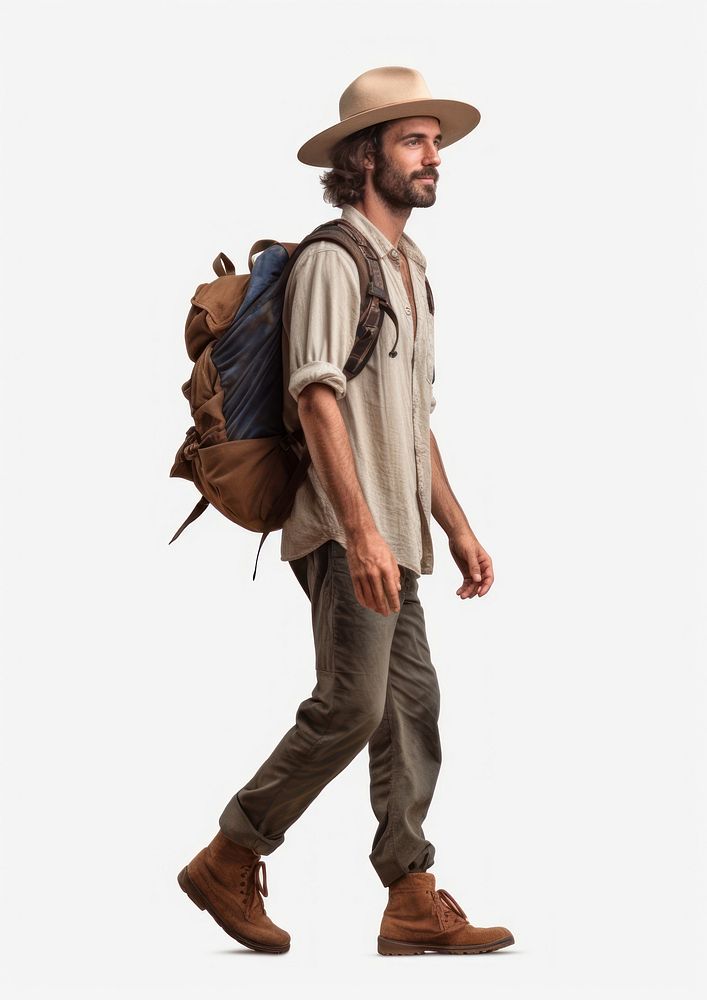 A happy American traveler walking backpack person. AI generated Image by rawpixel.