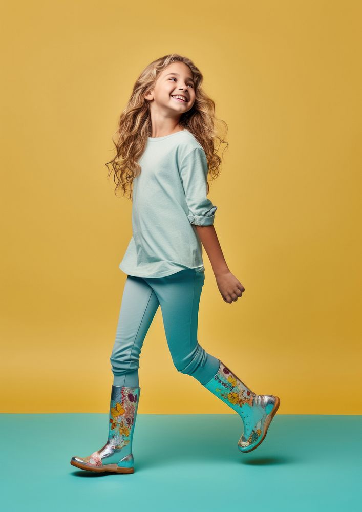 A happy girl with prosthetic leg footwear walking person. AI generated Image by rawpixel.