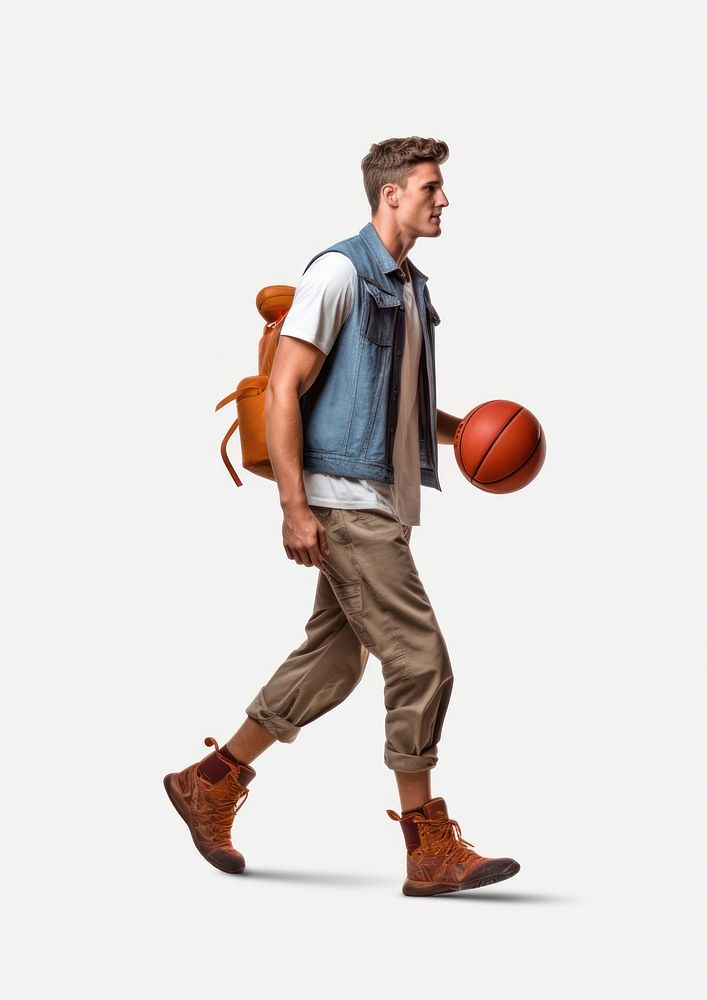 A sportman hold basketball sports footwear walking. AI generated Image by rawpixel.