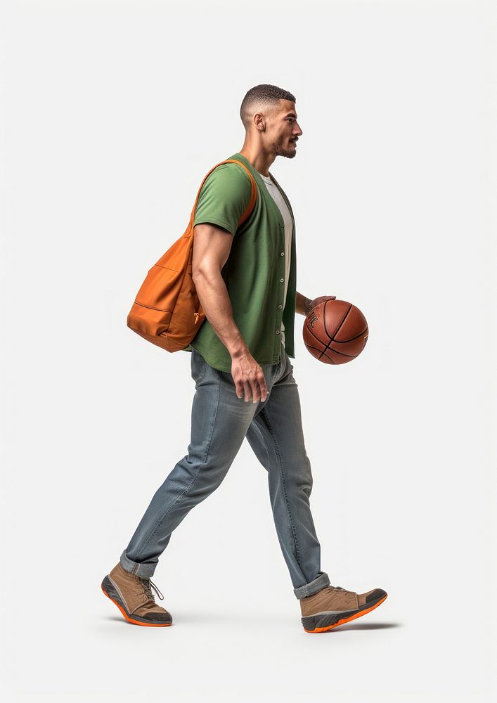 A sportman hold basketball walking sports person. AI generated Image by rawpixel.