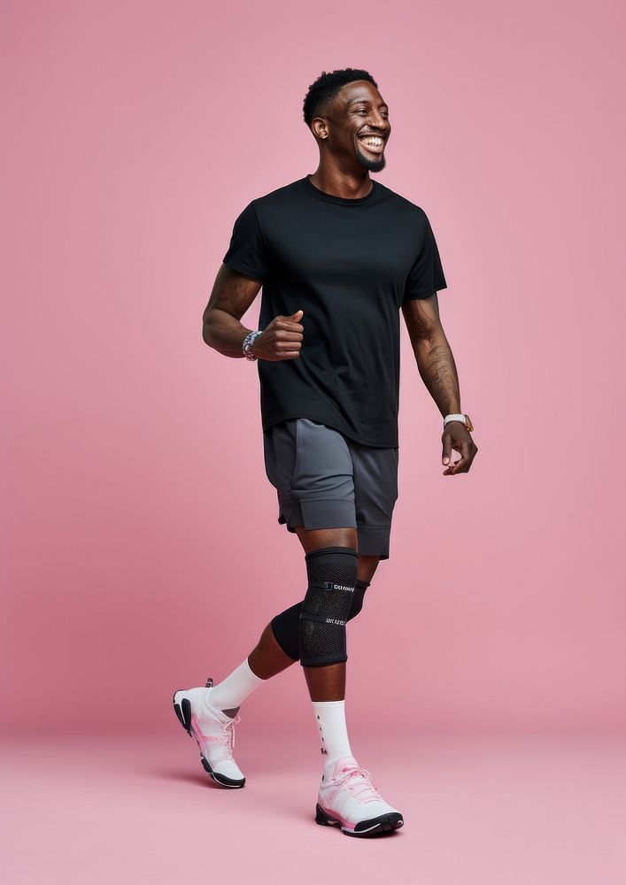 An happy black sport man with prosthetic leg footwear shorts sports. AI generated Image by rawpixel.