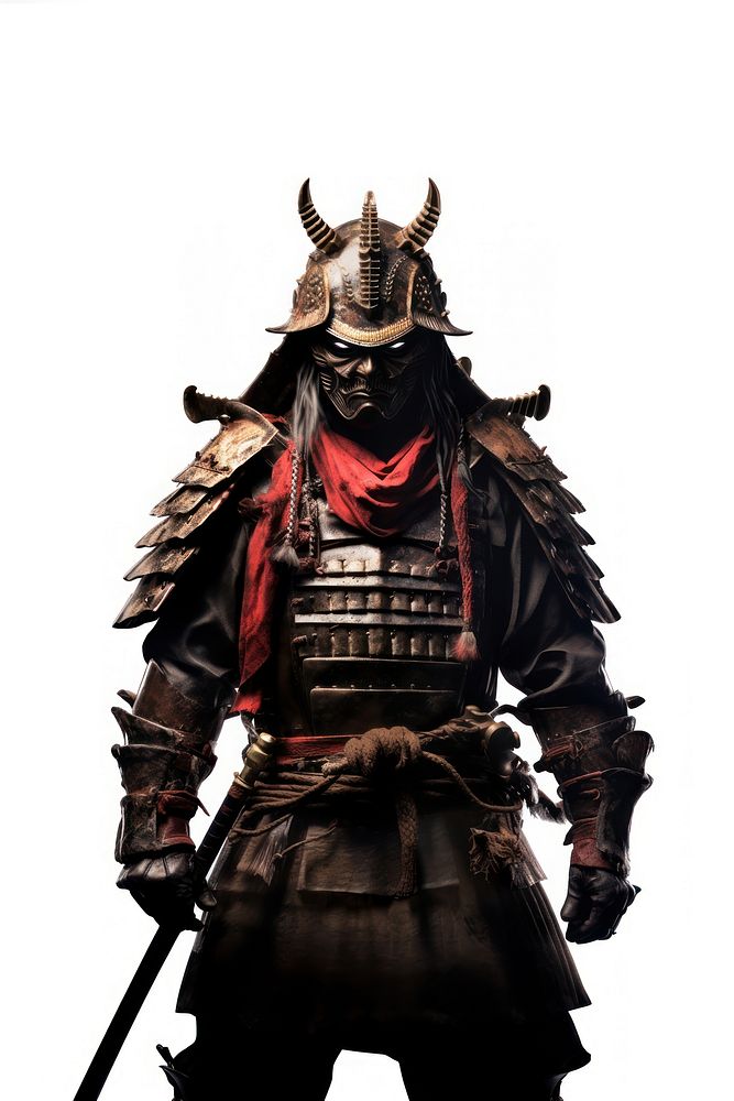 Samurai white background architecture protection. AI generated Image by rawpixel.