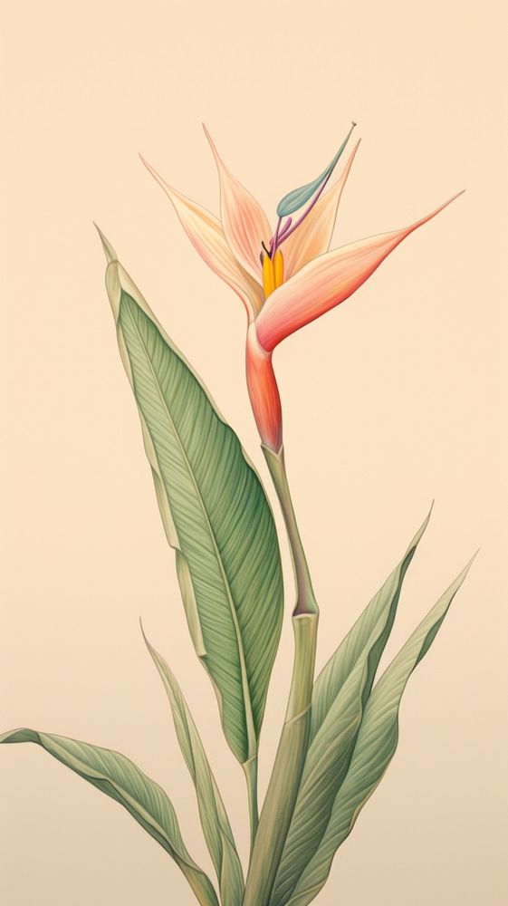 Wallpaper bird of paradise drawing sketch flower.