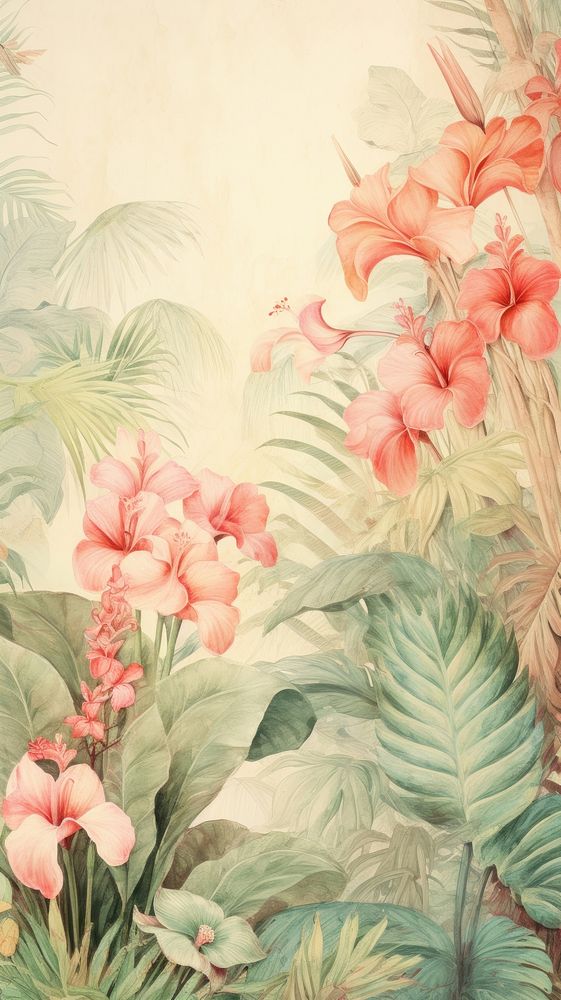 Wallpaper botanical backgrounds painting pattern.