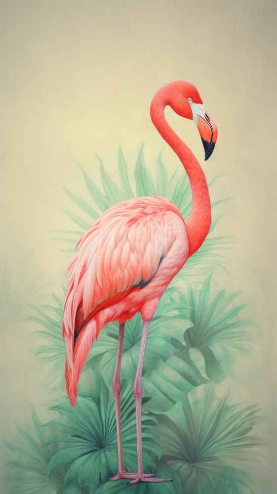 Wallpaper flamingo drawing animal sketch.