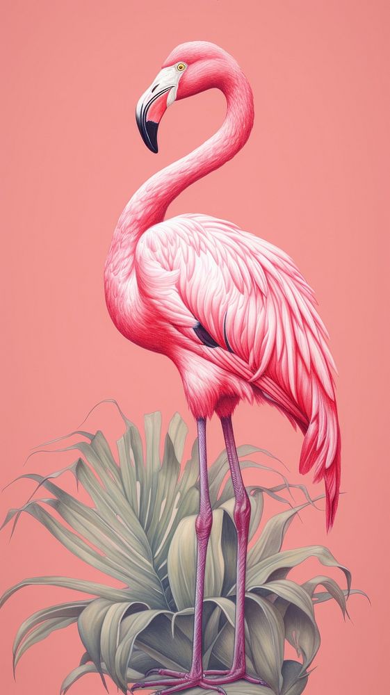 Wallpaper flamingo animal bird beak.