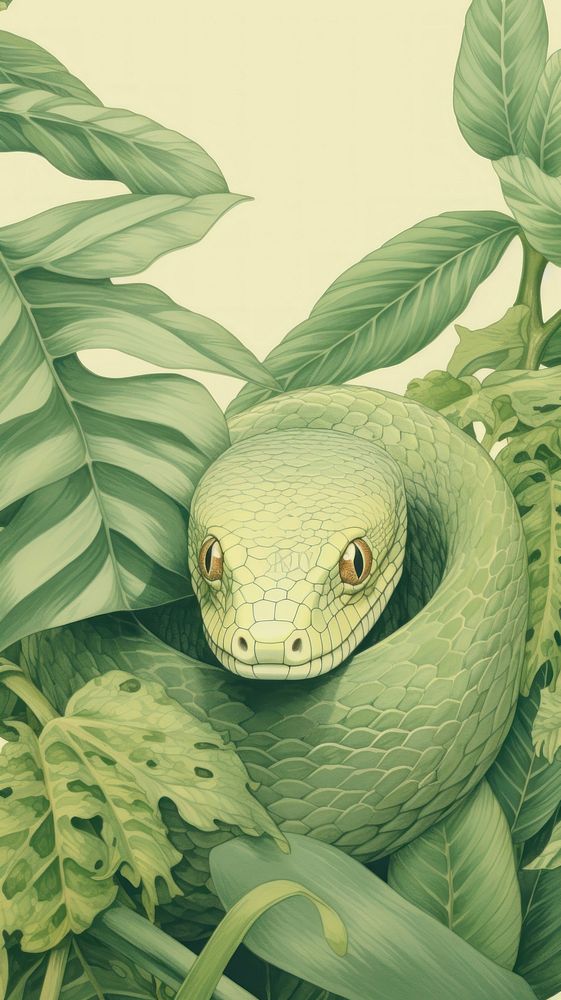 Wallpaper green snake outdoors reptile animal.
