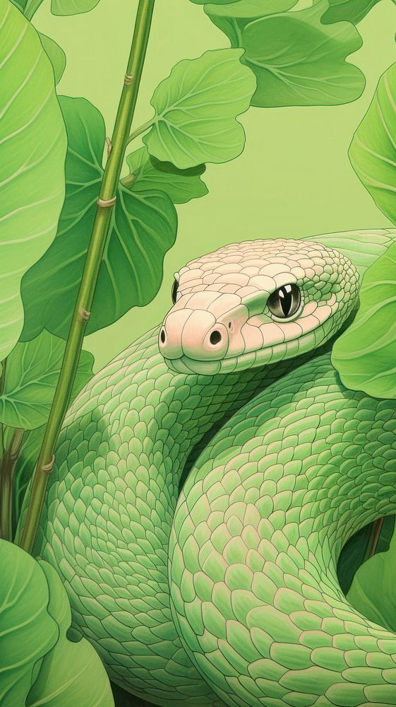 Wallpaper green snake reptile animal wildlife.