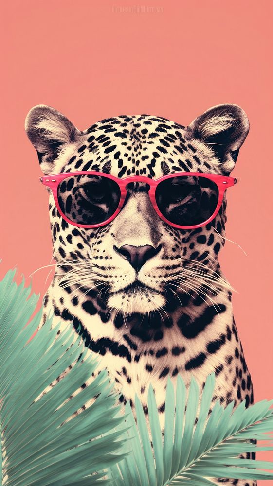 Wallpaper leopard with sunglass sunglasses cheetah animal.