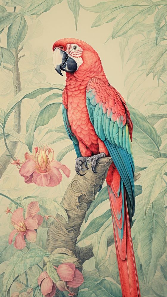 Wallpaper parrot drawing animal sketch.