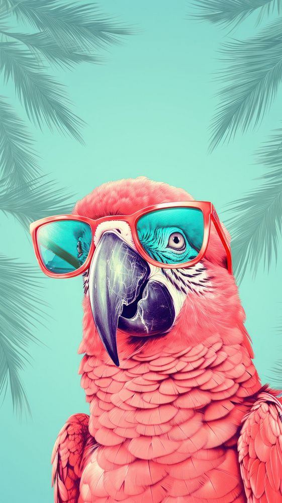 Wallpaper parrot with sunglass glasses animal bird.