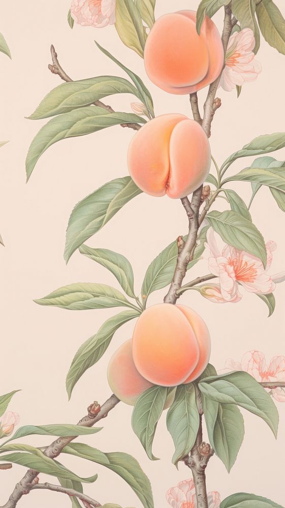 Wallpaper peach backgrounds plant fruit.
