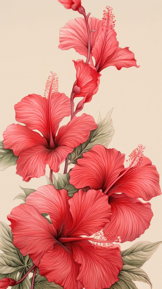 Wallpaper red hibiscus flowers plant inflorescence gladiolus.