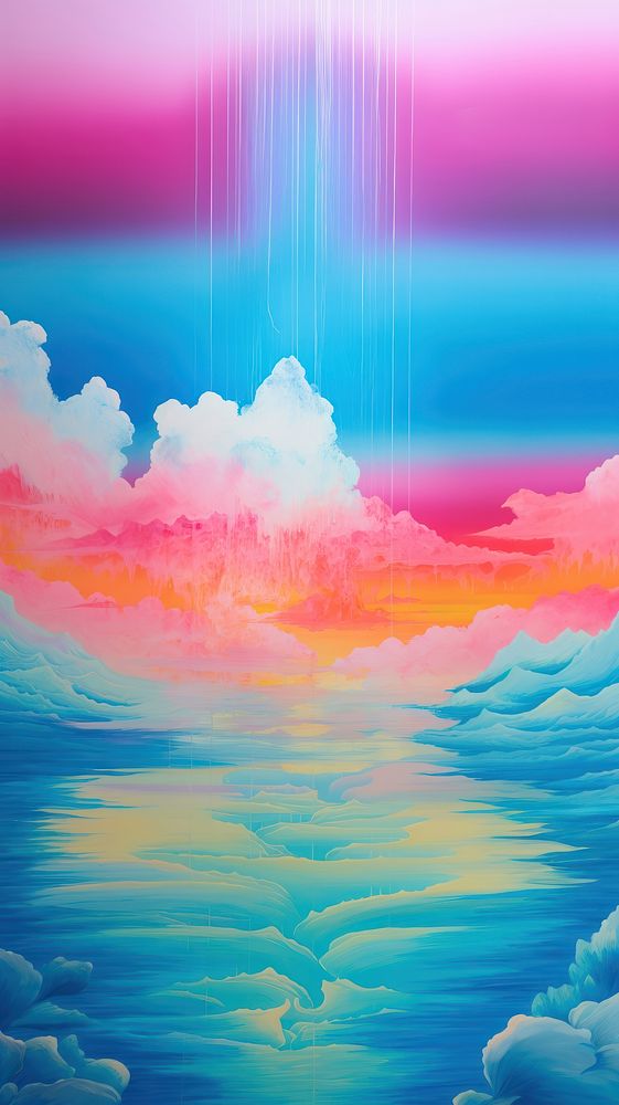 Painting sky outdoors rainbow. AI generated Image by rawpixel.