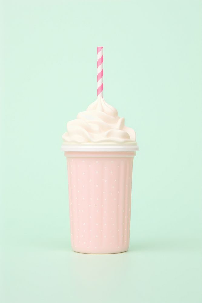 Cute sweet milk shake with topping dessert drink food.
