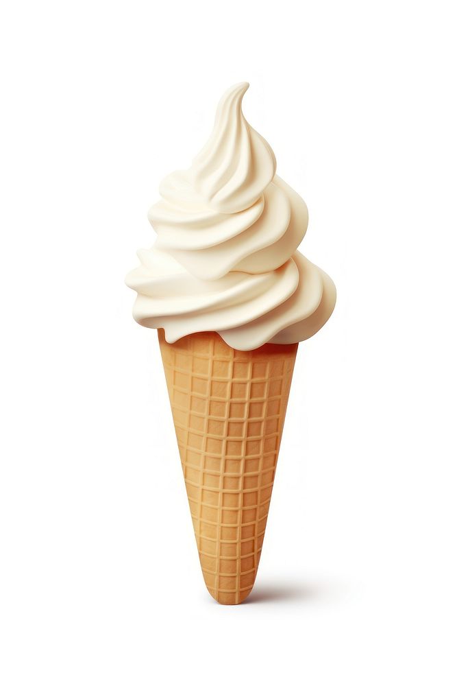 A vanilla ice cream cone dessert food white background. AI generated Image by rawpixel.