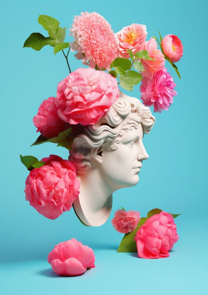 Renaissance sculpture with flowers plant petal rose.