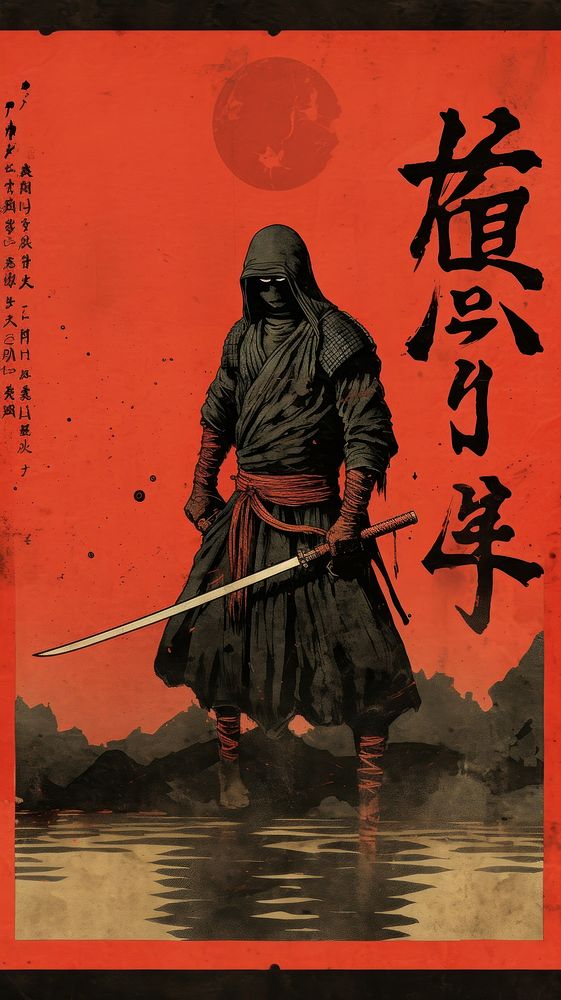Japanese ninja sword text representation. 