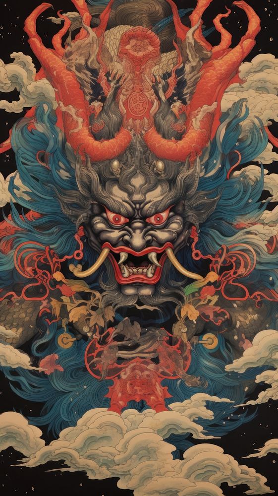 Japanese god painting art representation. AI generated Image by rawpixel.