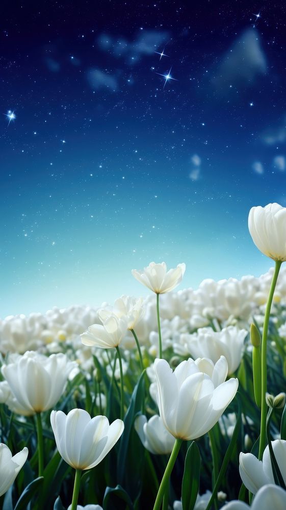 White tulips field landscape backgrounds outdoors blossom.