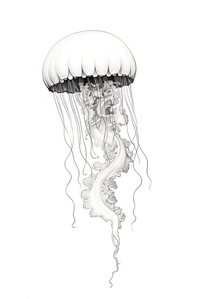 A jellyfish invertebrate monochrome creativity. AI generated Image by rawpixel.