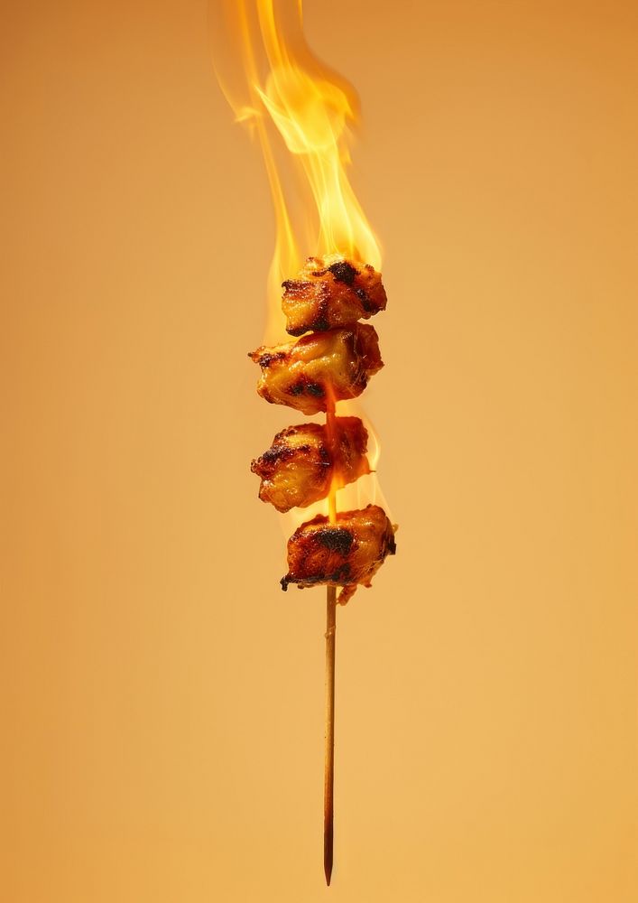 Photography of a Small Burning on top BBQ skewers fire burning flame.