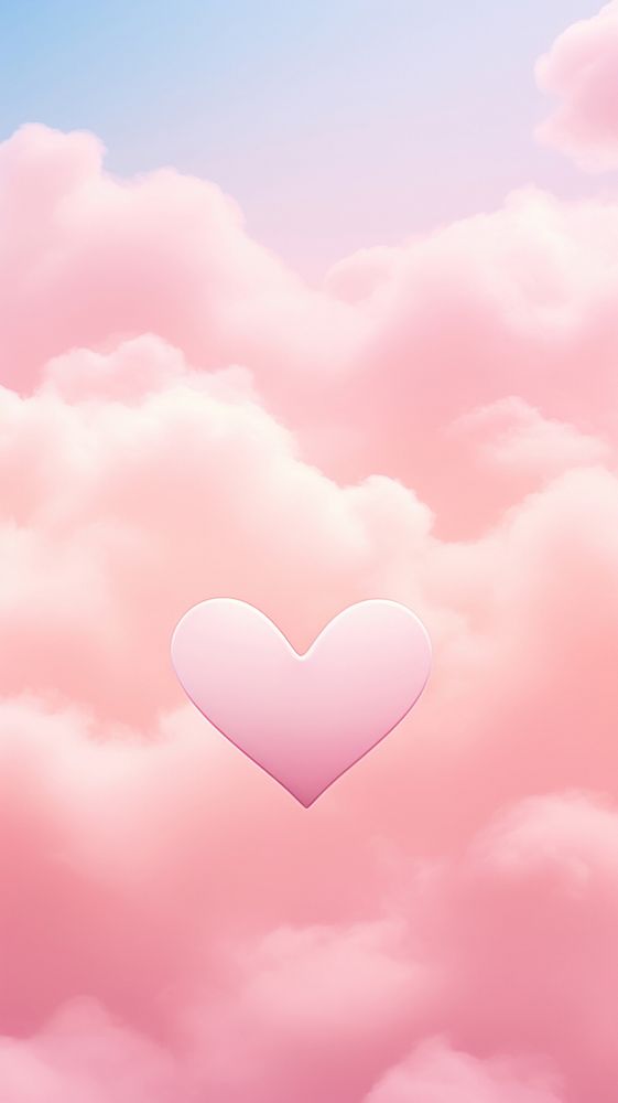Heart and cloud backgrounds pink tranquility. AI generated Image by rawpixel.