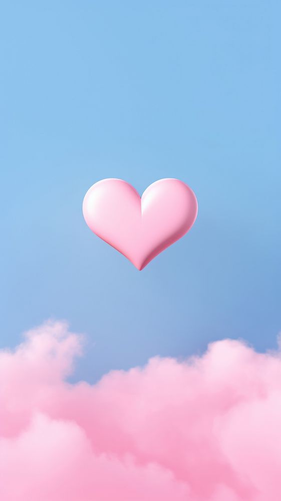 Minimal heart and cloud pink softness outdoors. 