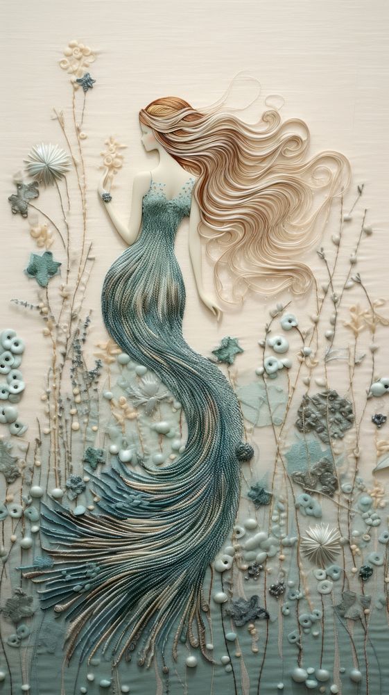 Cute mermaid pattern art representation.